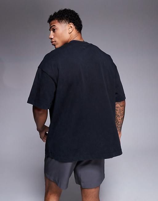 Asos 4505 Icon Heavyweight Cotton Oversized T-shirt With Quick Dry Finish In Black
