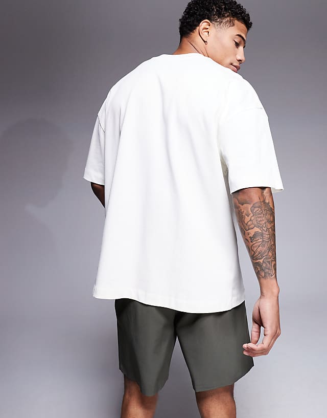 Asos 4505 Icon Heavyweight Cotton Oversized T-shirt With Quick Dry Finish In Off White