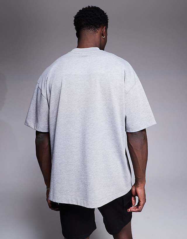 Asos 4505 Icon Heavyweight Cotton Oversized T-shirt With Quick Dry Finish In Grey Marl