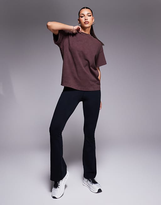 Asos 4505 Icon Heavyweight Cotton Oversized T-shirt With Quick Dry Finish In Washed Cocoa