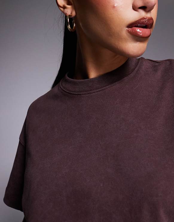 Asos 4505 Icon Heavyweight Cotton Oversized T-shirt With Quick Dry Finish In Washed Cocoa