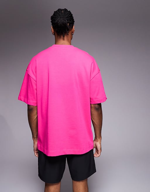 Asos 4505 Icon Heavyweight Cotton Oversized T-shirt With Quick Dry Finish In Bright Prink