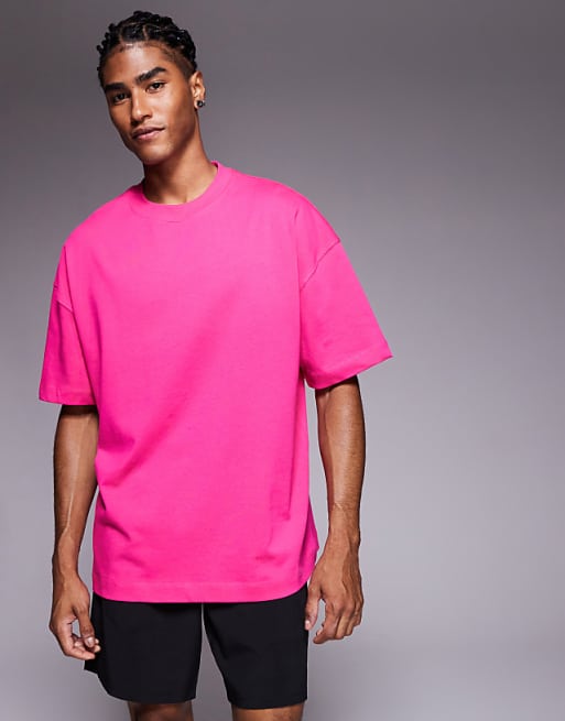 Asos 4505 Icon Heavyweight Cotton Oversized T-shirt With Quick Dry Finish In Bright Prink