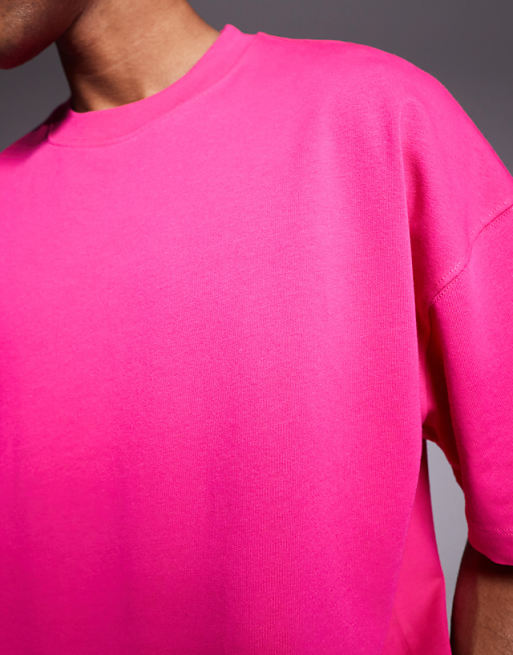 Asos 4505 Icon Heavyweight Cotton Oversized T-shirt With Quick Dry Finish In Bright Prink