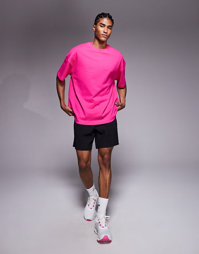 asos 4505 Icon heavyweight cotton oversized t-shirt with quick dry finish in bright prink