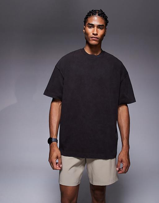 Asos 4505 Icon Heavyweight Cotton Oversized T-shirt With Quick Dry Finish In Washed Brown