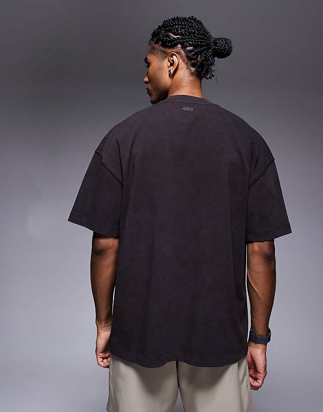 Asos 4505 Icon Heavyweight Cotton Oversized T-shirt With Quick Dry Finish In Washed Brown