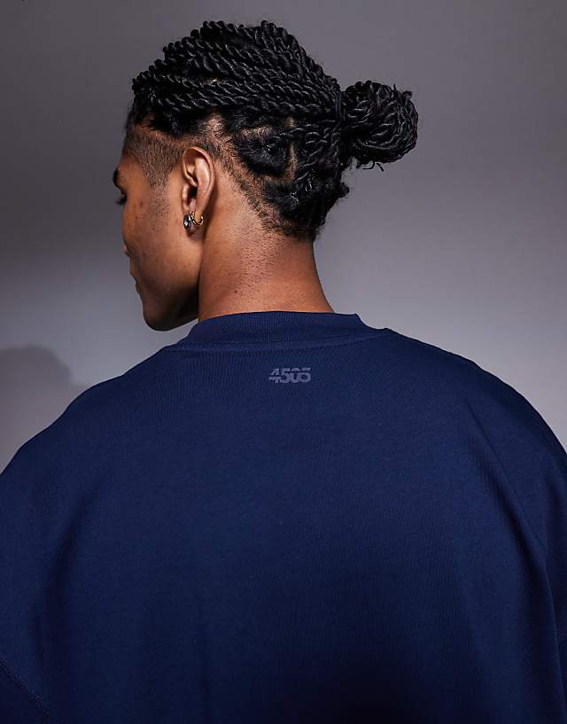 Asos 4505 Icon Heavyweight Cotton Oversized T-shirt With Quick Dry Finish In Midnight Navy