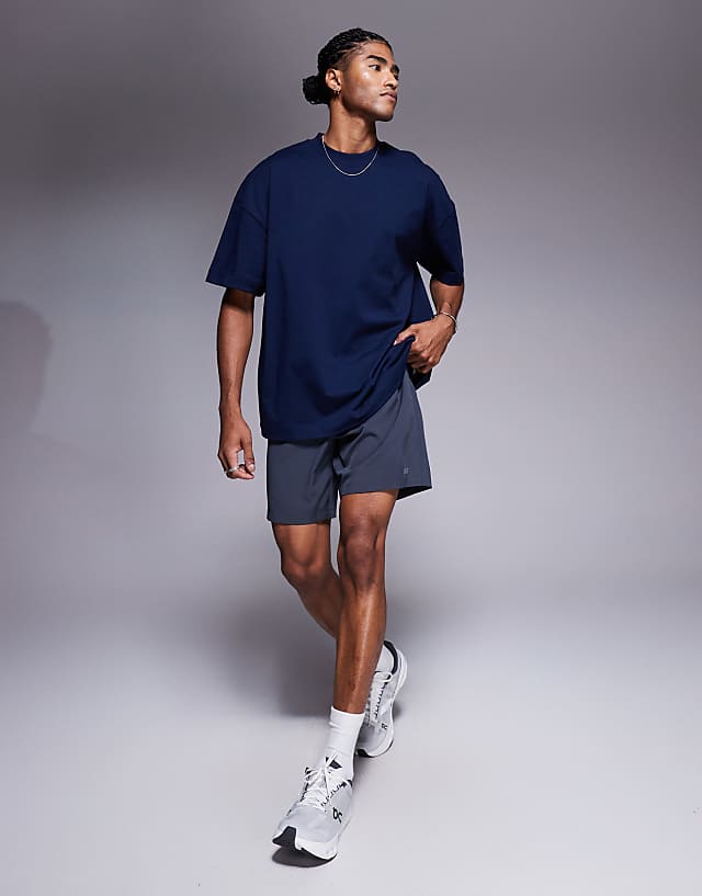 Asos 4505 Icon Heavyweight Cotton Oversized T-shirt With Quick Dry Finish In Midnight Navy
