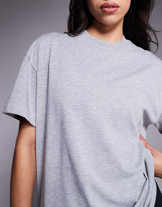 Asos 4505 Icon Heavyweight Cotton Oversized T-shirt With Quick Dry Finish In Grey Marl