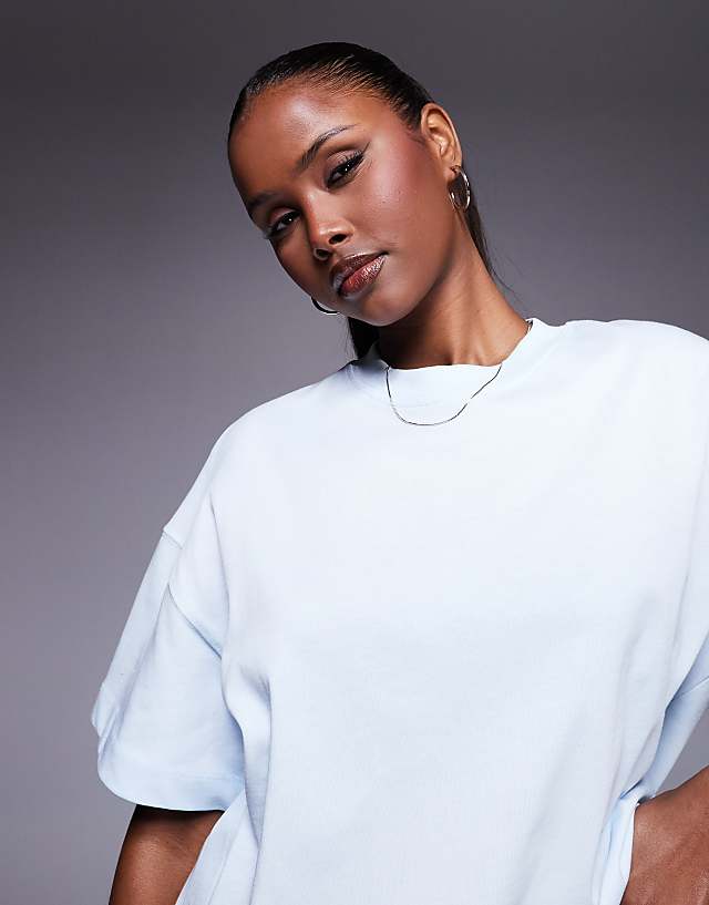 Asos 4505 Icon Heavyweight Cotton Oversized T-shirt With Quick Dry Finish In Light Blue