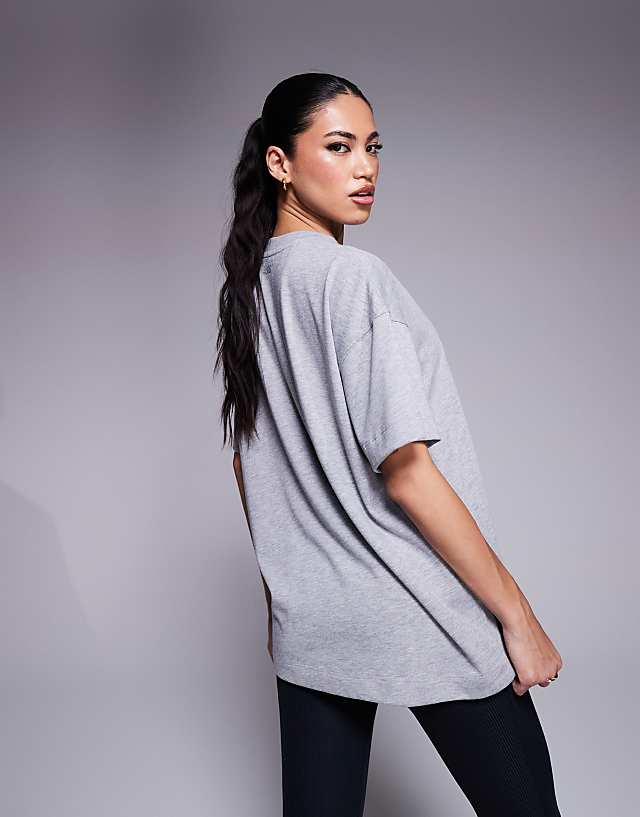 Asos 4505 Icon Heavyweight Cotton Oversized T-shirt With Quick Dry Finish In Grey Marl