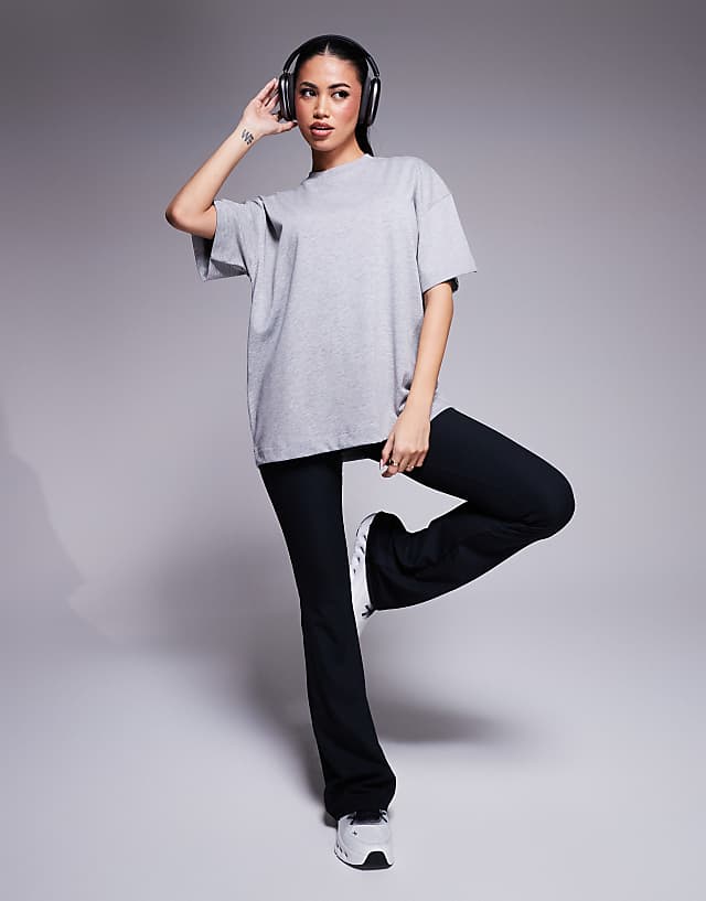 asos 4505 Icon heavyweight cotton oversized t-shirt with quick dry finish in grey marl