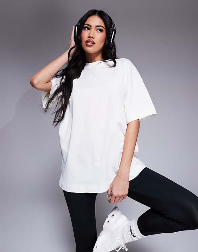 asos 4505 Icon heavyweight cotton oversized t-shirt with quick dry finish in off white