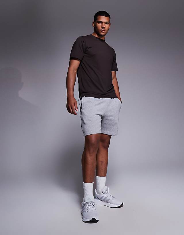 Asos 4505 Icon Heavyweight Cotton Sweat Shorts With Quick Dry Finish In Grey Marl