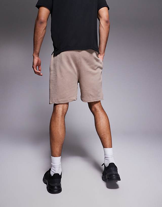 Asos 4505 Icon Heavyweight Cotton Sweat Shorts With Quick Dry Finish In Washed Stone
