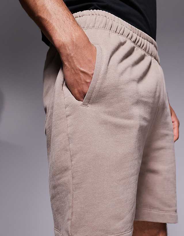 Asos 4505 Icon Heavyweight Cotton Sweat Shorts With Quick Dry Finish In Washed Stone