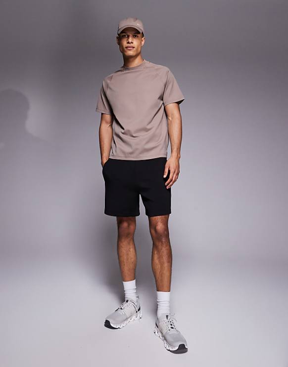 asos 4505 Icon heavyweight cotton sweat shorts with quick dry finish in black