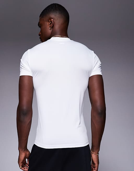 Asos 4505 Icon Muscle Fit Training T-shirt With Quick Dry In White
