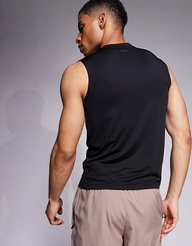 Asos 4505 Icon Muscle Fit Training Tank With Quick Dry In Black