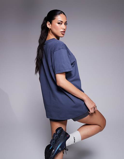 Asos 4505 Icon Oversized Cotton T-shirt With Quick Dry Finish In Navy