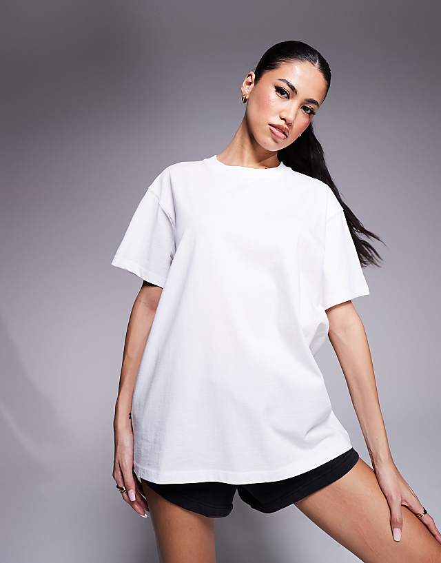 Asos 4505 Icon Oversized Cotton T-shirt With Quick Dry Finish In White
