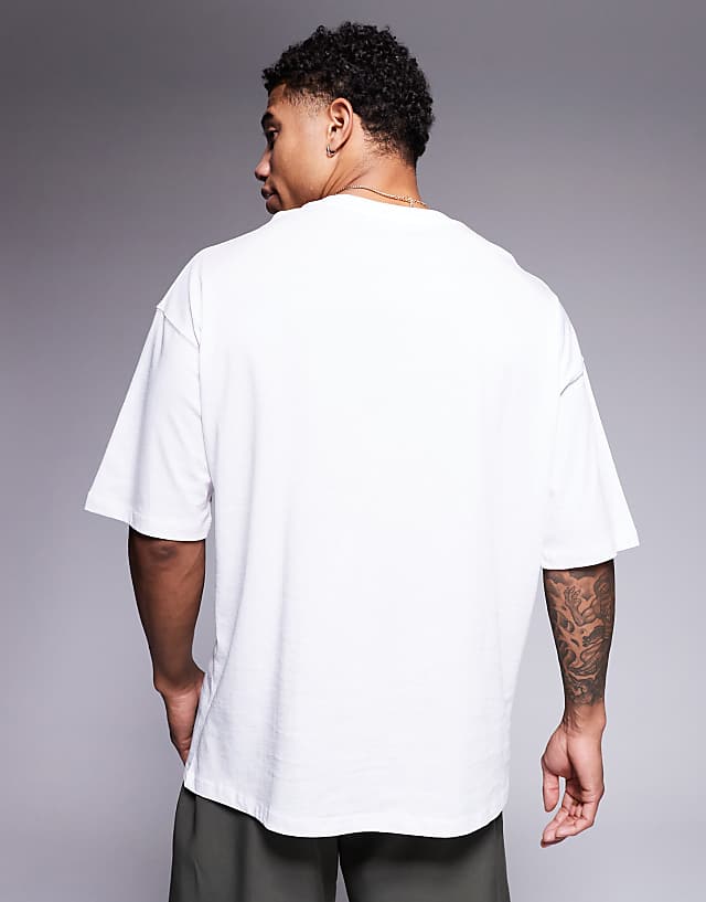 Asos 4505 Icon Oversized Cotton T-shirt With Quick Dry Finish In White