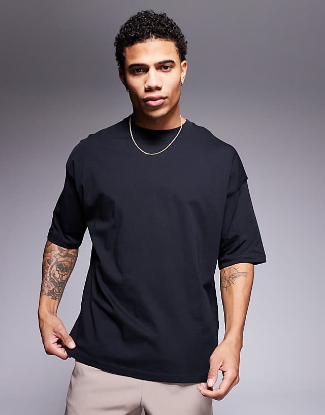 asos 4505 Icon oversized cotton t-shirt with quick dry finish in black