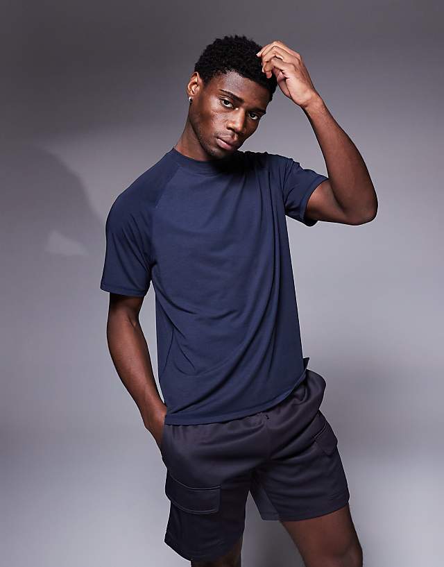 asos 4505 Icon performance jersey oversized boxy training t-shirt in midnight navy