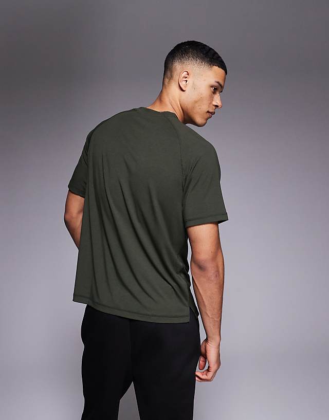 Asos 4505 Icon Performance Jersey Oversized Boxy Training T-shirt In Khaki