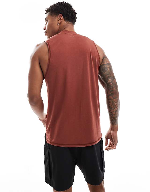 Asos 4505 Icon Performance Jersey Quick Dry Drop Armhole Training Vest In Rust