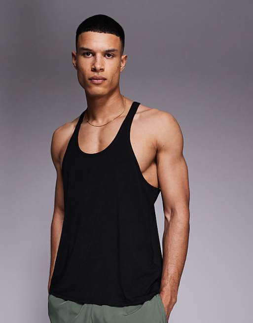 asos 4505 Icon performance jersey quick dry stringer vest in black