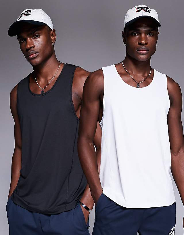asos 4505 Icon quick dry mesh training t-shirt 2 pack in black and white
