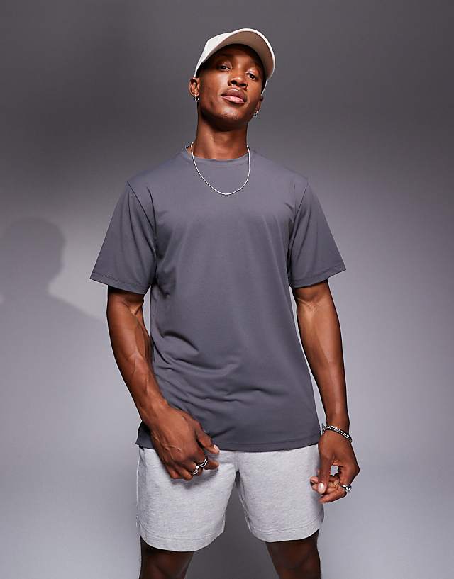 asos 4505 Icon quick dry mesh training t-shirt in charcoal