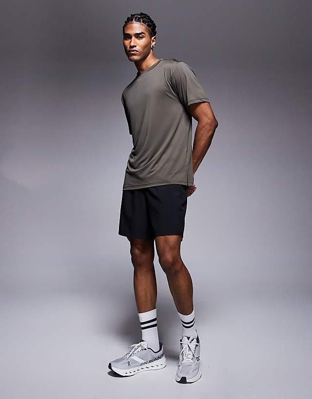 Asos 4505 Icon Quick Dry Mesh Training T-shirt In Khaki