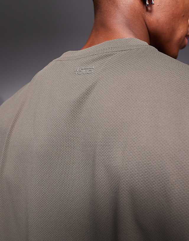 Asos 4505 Icon Quick Dry Mesh Training T-shirt In Khaki