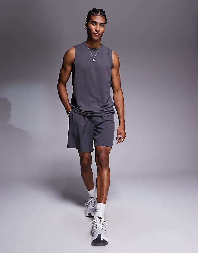 Asos 4505 Icon Quick Dry Mesh Training Tank 2 Pack In Graphite And White