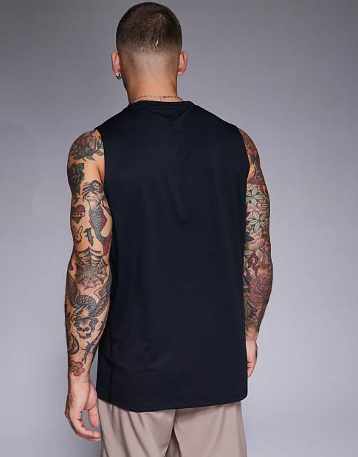 Asos 4505 Icon Quick Dry Mesh Training Tank In Black