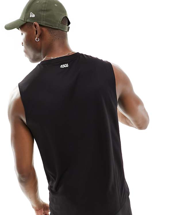 Asos 4505 Icon Quick Dry Mesh Training Tank In Black