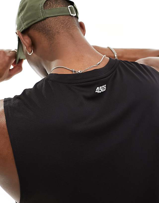 Asos 4505 Icon Quick Dry Mesh Training Tank In Black