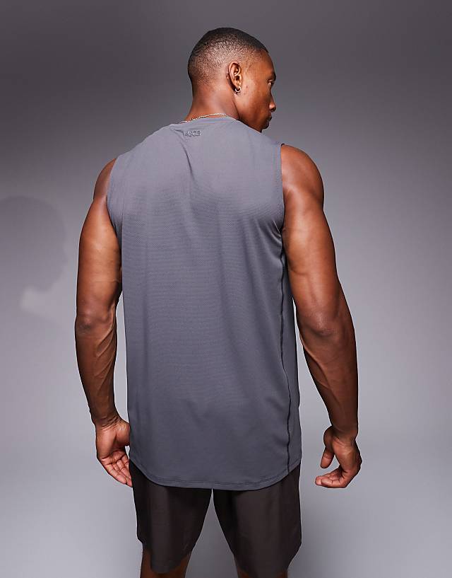 Asos 4505 Icon Quick Dry Mesh Training Tank In Charcoal