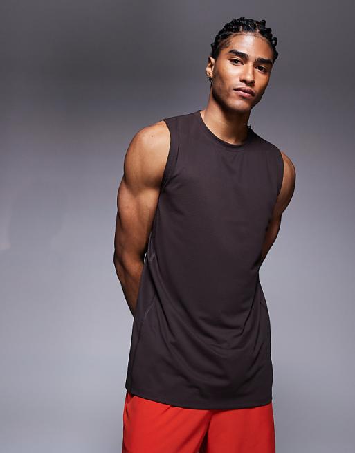 Asos 4505 Icon Quick Dry Mesh Training Tank In Coffee