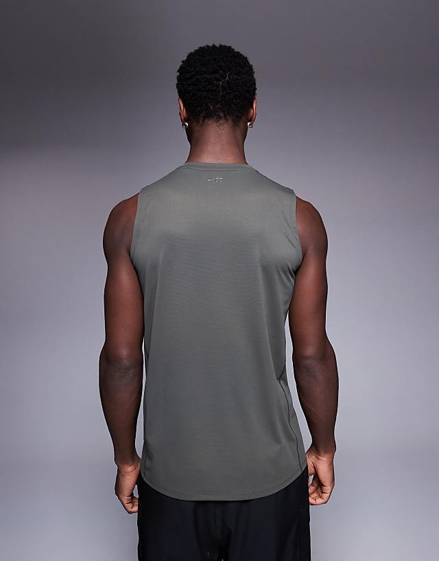 Asos 4505 Icon Quick Dry Mesh Training Tank In Dark Green