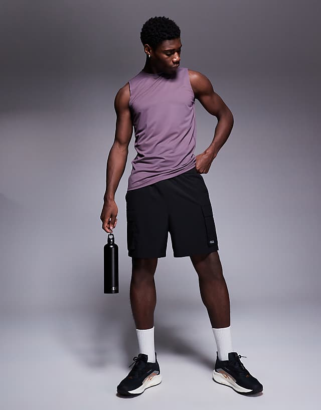 Asos 4505 Icon Quick Dry Mesh Training Tank In Grape