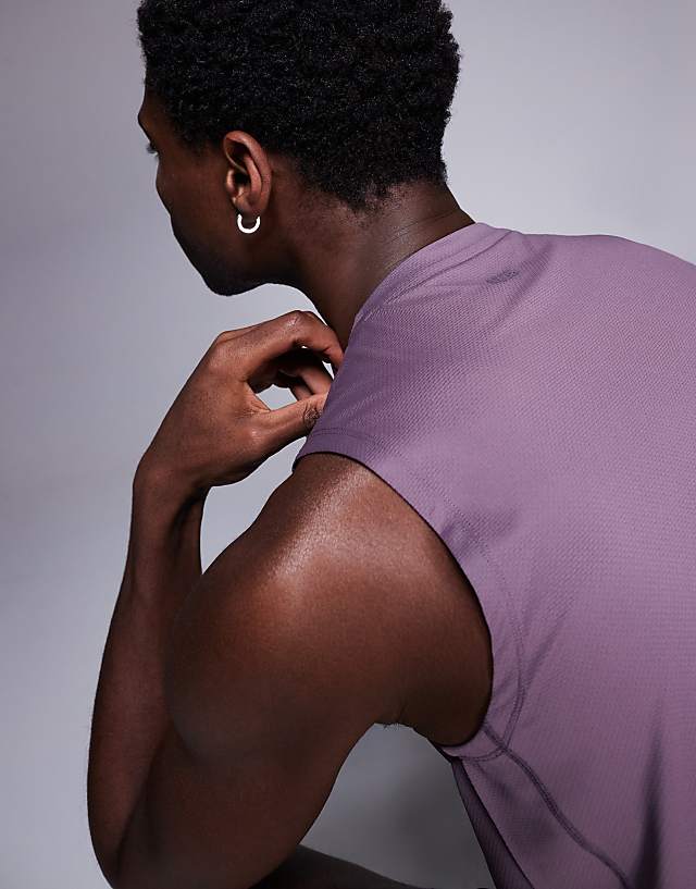 Asos 4505 Icon Quick Dry Mesh Training Tank In Grape