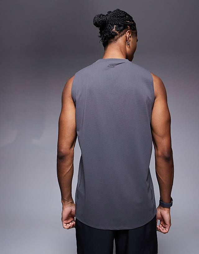 Asos 4505 Icon Quick Dry Mesh Training Tank In Graphite
