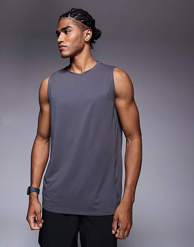 asos 4505 Icon quick dry mesh training tank in graphite