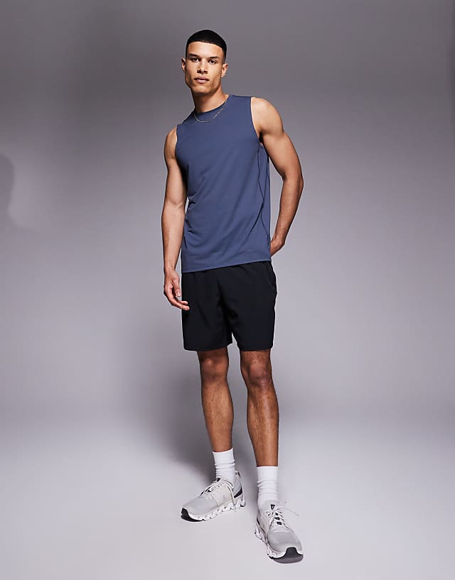 Asos 4505 Icon Quick Dry Mesh Training Tank In Navy