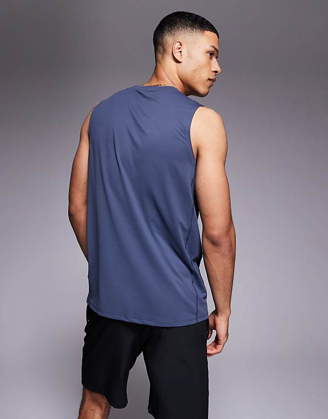 Asos 4505 Icon Quick Dry Mesh Training Tank In Navy
