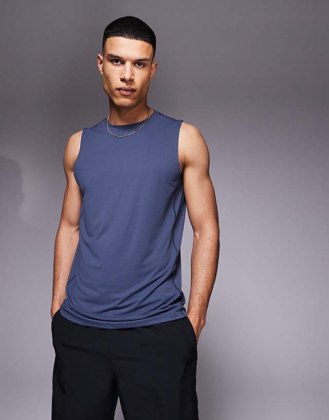asos 4505 Icon quick dry mesh training tank in navy